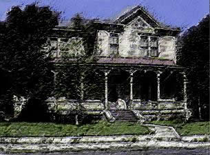 Finished NCDC house photo digitally modified into colored charcoal drawing