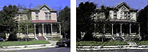 Original photo of house and digitally modified version